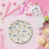 Pastel Terrazzo Funny Cute Dog Pattern Papieren Bordje (Feest)