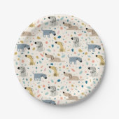 Pastel Terrazzo Funny Cute Dog Pattern Papieren Bordje (Voorkant)