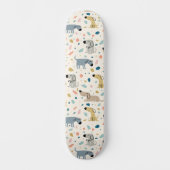 Pastel Terrazzo Funny Cute Dog Pattern Persoonlijk Skateboard (Voorkant)