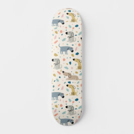 Pastel Terrazzo Funny Cute Dog Pattern Persoonlijk Skateboard