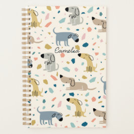 Pastel Terrazzo Funny Cute Dog Pattern Planner