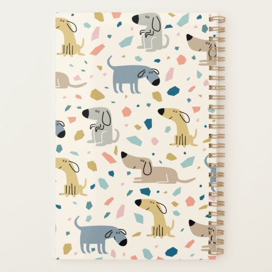Pastel Terrazzo Funny Cute Dog Pattern Planner (Achterkant)