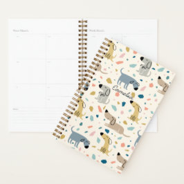 Pastel Terrazzo Funny Cute Dog Pattern Planner