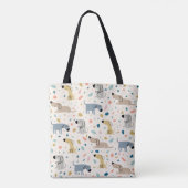 Pastel Terrazzo Funny Cute Dog Pattern Tote Bag (Achterkant)