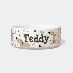Pastel Terrazzo Funny Cute Dog Pattern Voerbakje