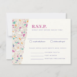 Pastel Terrazzo Slab Weddenschap RSVP-kaart RSVP Kaartje