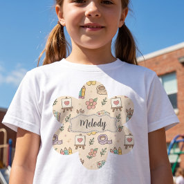 Pastel terug naar school benodigdheden patroon t-shirt
