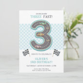 Pastel Three Fast Birthday Race Kaart (Staand voorkant)