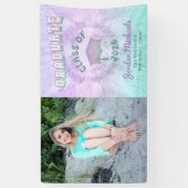 Pastel Tie Dye Afstudeerfoto Afstuderen Spandoek (Verticaal)