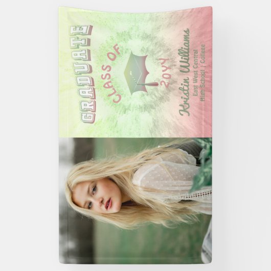 Pastel Tie Dye Afstuderen Afstuderen banner (Verticaal)