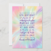Pastel Tie Dye Colorful Birthday Party Kaart (Voorkant)