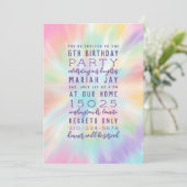 Pastel Tie Dye Colorful Birthday Party Kaart (Staand voorkant)