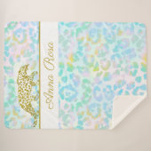 *~* Pastel Tie Dye Gold Leopard Spots Sherpa Blank Deken (Voorkant (horizontaal))
