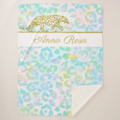 *~* Pastel Tie Dye Gold Leopard Spots Sherpa Blank Sherpa Deken (Voorkant)