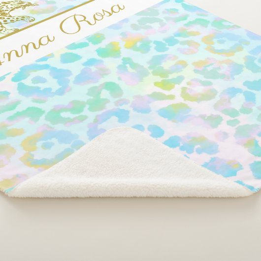 *~* Pastel Tie Dye Gold Leopard Spots Sherpa Blank Sherpa Deken (3/4)