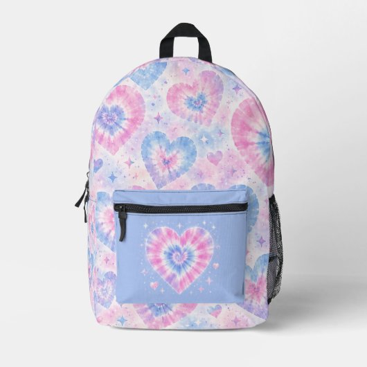 Pastel Tie-Dye Hart Droomlandschap Bedrukte Rugzak (Voorkant)