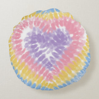 Pastel Tie Dye Heart Rond Kussen