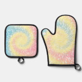 Pastel Tie Dye Hippy Swirl Ovenwant & Pannenlap Set (Voorkant)
