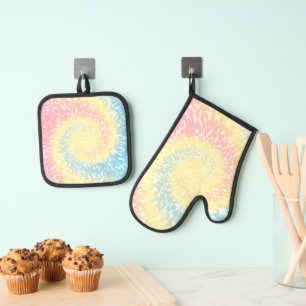 Pastel Tie Dye Hippy Swirl Ovenwant & Pannenlap Set