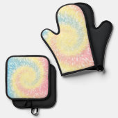 Pastel Tie Dye Hippy Swirl Ovenwant & Pannenlap Set (Voorkant / Achterkant)