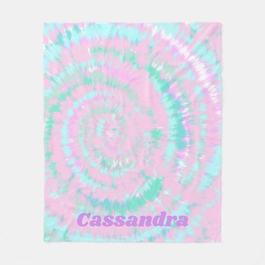 Pastel Tie Dye Pattern Pink Aqua Mint Persoonlijk Fleece Deken (Voorkant)