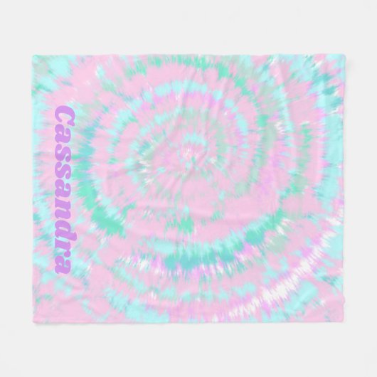 Pastel Tie Dye Pattern Pink Aqua Mint Persoonlijk Fleece Deken (Voorkant (Horizontaal))