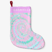 Pastel Tie Dye Pattern Pink Aqua Mint Persoonlijk Kleine Kerstsok (Voorkant)