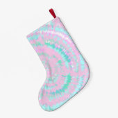 Pastel Tie Dye Pattern Pink Aqua Mint Persoonlijk Kleine Kerstsok (Achterkant (Hangend))