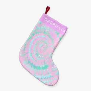 Pastel Tie Dye Pattern Pink Aqua Mint Persoonlijk Kleine Kerstsok