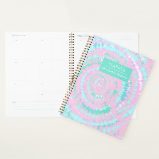 Pastel Tie Dye Pattern Pink Aqua Mint Persoonlijk Planner (Display)
