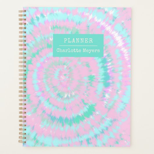 Pastel Tie Dye Pattern Pink Aqua Mint Persoonlijk Planner (Voorkant)