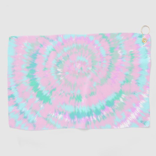 Pastel Tie Dye Pattern roze Aqua Mint Green Golfhanddoek (Horizontaal)