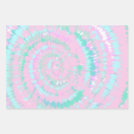 Pastel Tie Dye Pattern roze Aqua Mint Green Inpakpapier Vel (Voorkant 2)