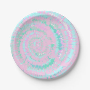 Pastel Tie Dye Pattern roze Aqua Mint Green Papieren Bordje