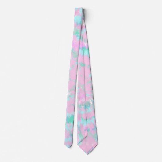 Pastel Tie Dye Pattern roze Aqua Mint Green Stropdas (Achterkant)
