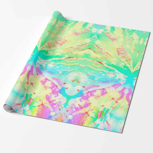 Pastel Tie Dye Print Wrapping Papier (Uitgerold)