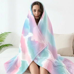Pastel Tie-Dye Wolk Dromerig Zachte Gradiënt  Fleece Deken