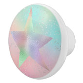 Pastel tie kleurstof holografische look ster schat keramische knop (Rechts)