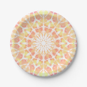 Pastel tiedye-effect boho stijlvolle geel oranje papieren bordje