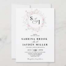 Pastel tint roze wilde bloemen trouwuitnodiging