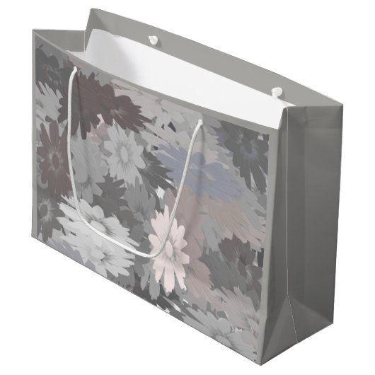 Pastel tinten van grijs en roze geschenk tas large cadeautasje (Voorkant Gekanteld)