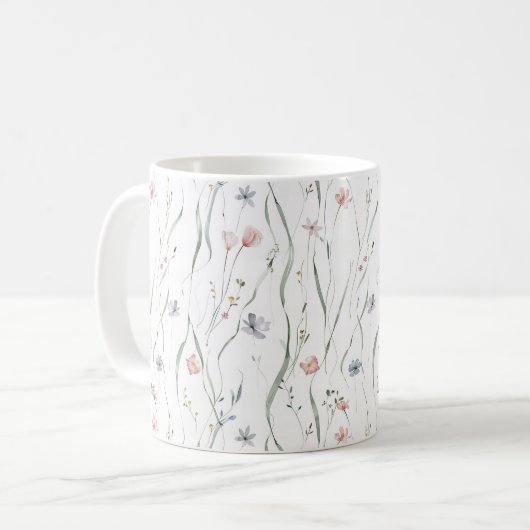 Pastel Tiny Spring Flowers Patroon Koffiemok (Voorkant links)