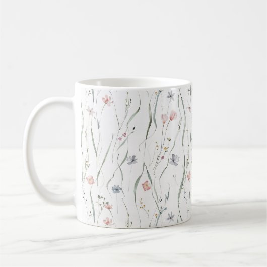 Pastel Tiny Spring Flowers Patroon Koffiemok (Links)