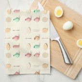 Pastel toned isometric low poly vases and cutlery theedoek (Quarter Fold)