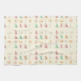 Pastel toned isometric low poly vases and cutlery theedoek