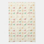 Pastel toned isometric low poly vases and cutlery theedoek (Verticaal)