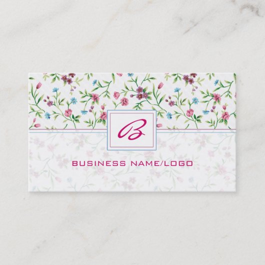 Pastel Tones Floral Monogramed Visitekaartje (Voorkant)