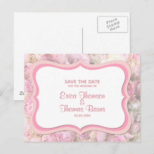 Pastel Tones Flowers Aankondigingskaart (Voorkant / Achterkant)