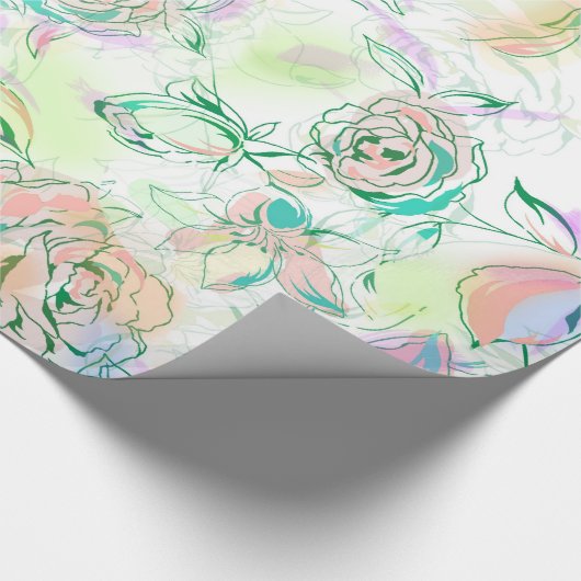 Pastel Tones Handverf Rozen Cadeaupapier (Hoek)