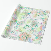 Pastel Tones Handverf Rozen Cadeaupapier (Uitgerold)